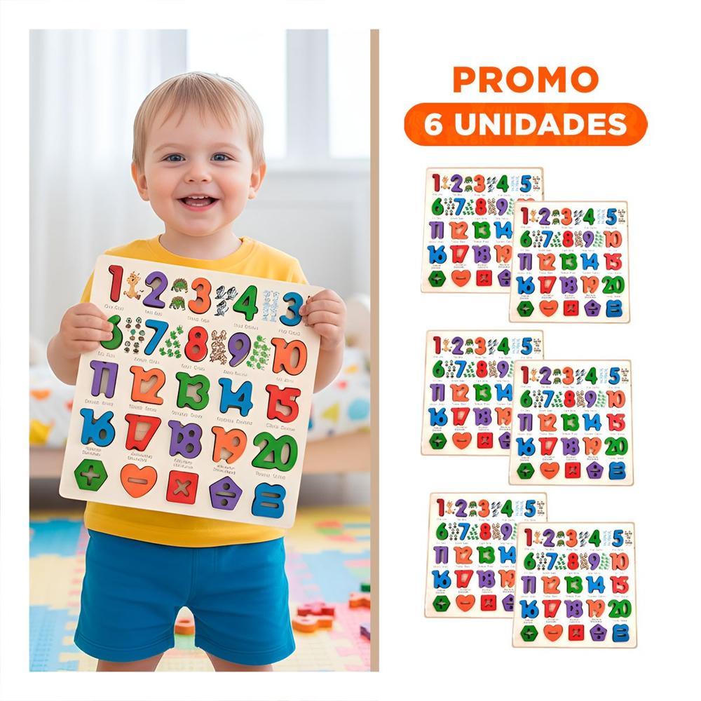 Pack6 Bloque Didactico de Madera con Piezas Encasjables para Aprender Formas Y+Regalo Sticker