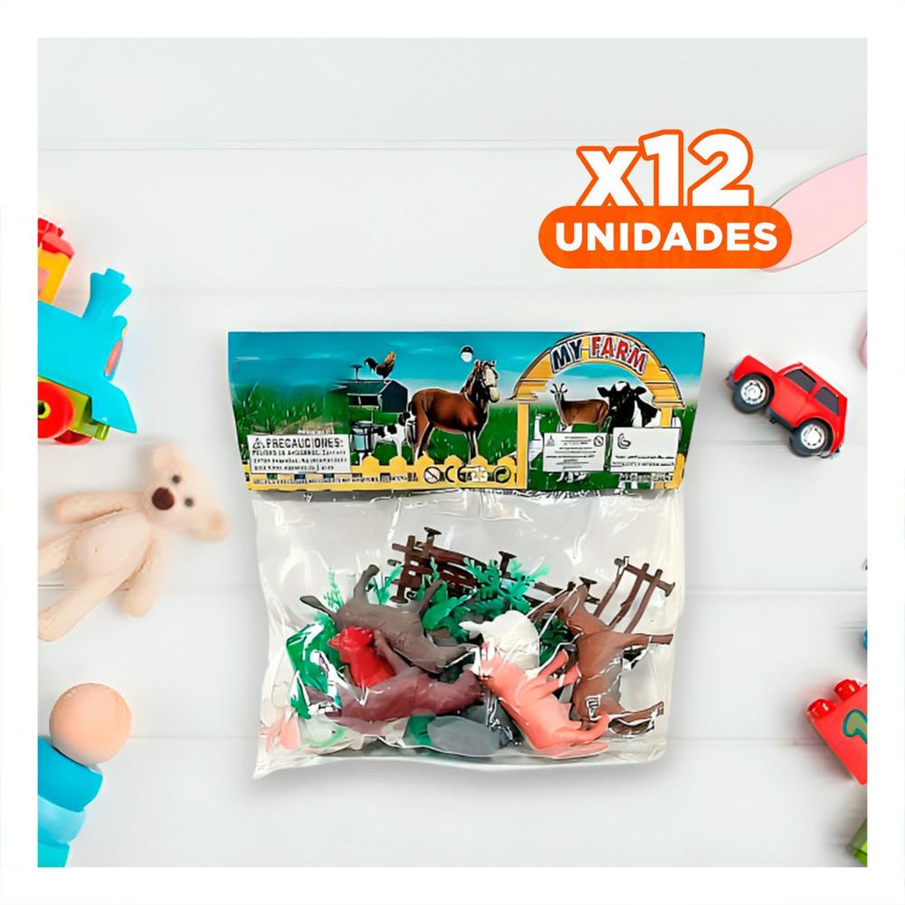 Pack12 Set Educativo de Animales de Granja con Plantas para Juego en Hogar Y+Papel Regalo