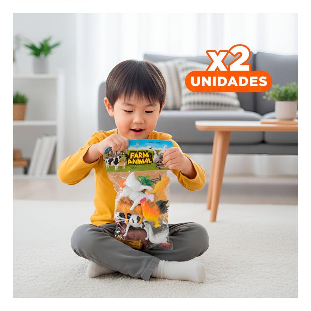 Pack2 Juego de 8 Animales de Granja Multicolor para Ninos Diversion en Casa
