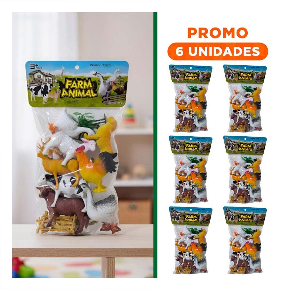 Pack6 Kit de Animales de Granja Multicolor para Juego Didactico en Casa Y+Regalo Sticker