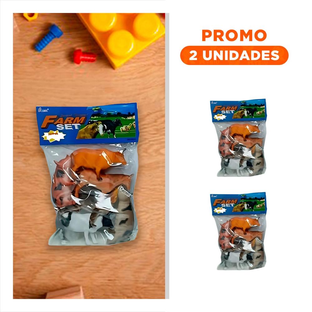 Pack2 Muñecos de Animales de Granja Domestico en Bolsa para Casa Y+Regalo Sticker