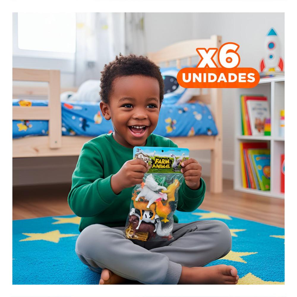 Pack6 Kit Infantil de Animales de Granja Multicolor 8 Piezas Educativas