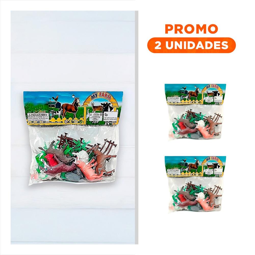 Pack2 Animales de Granja con Plantas en Bolsa para Juego Educativo Familiar Y+Regalo Sticker