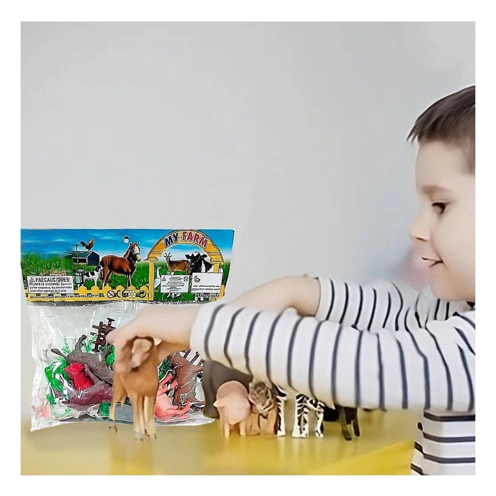 Kit de Animales de Granja con Plantas para Juego Creativo en Hogar Y+Papel Regalo