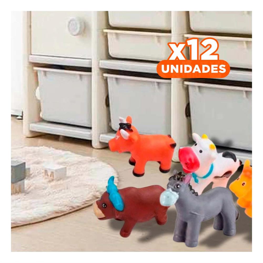 Pack12 Juguetes Blandos de Animales Chillon de Granja con Sonido Y+Regalo Sticker