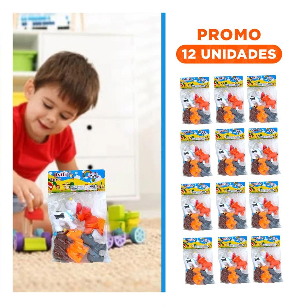 Pack12 Piezas Blandas de Animales Chillon de Granja con Sonido