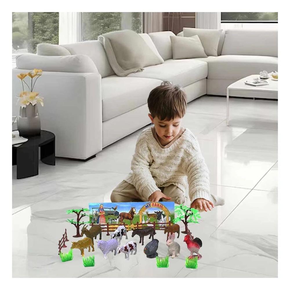 Conjunto de Animales de Granja con Plantas para Juego Educativo en Casa