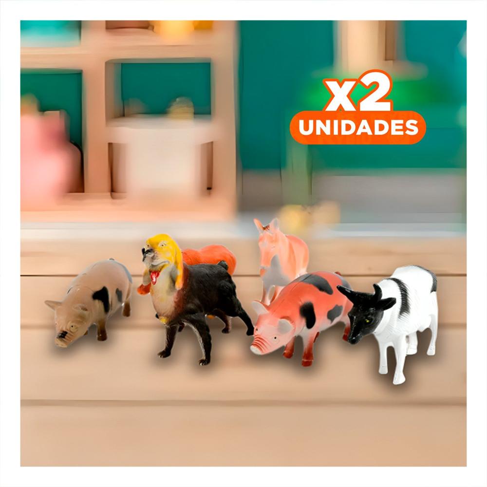 Pack2 Figuras de Animales de Granja Domestico en Bolsa para Juego