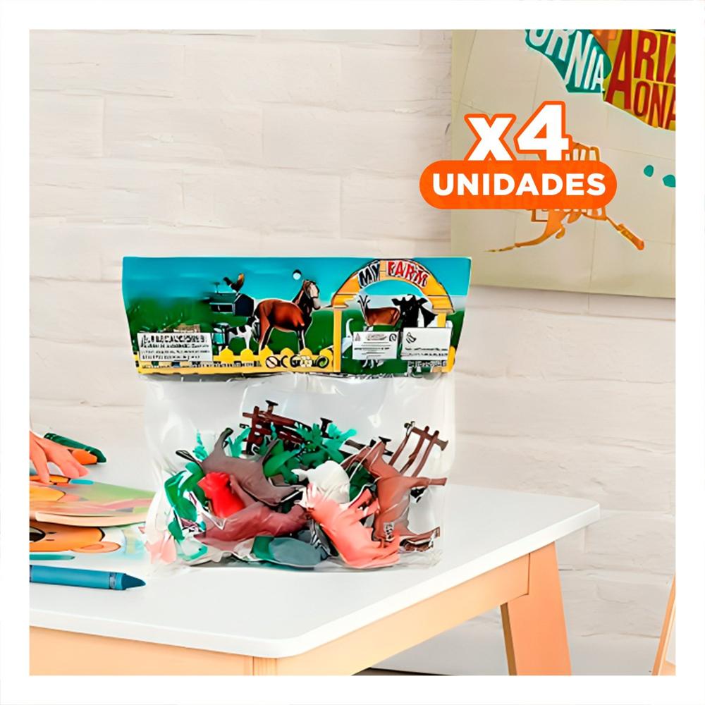 Pack4 Accesorios de Animales de Granja con Plantas para Juego Creativo Casa Y+Regalo Sticker