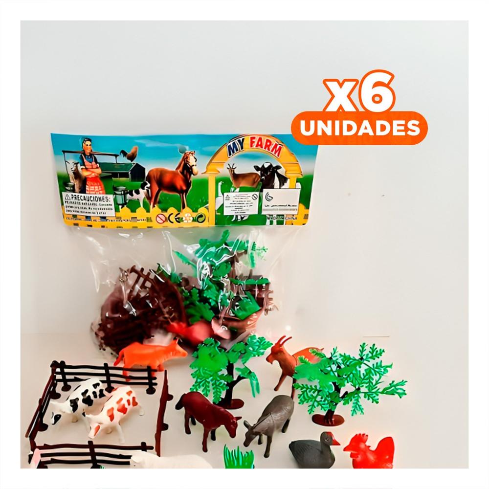 Pack6 Elementos de Animales de Granja con Plantas para Aprendizaje en Hogar
