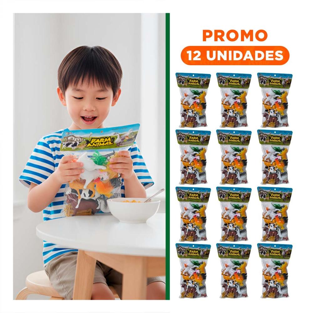 Pack12 Kit de Juguetes Animales de Granja Multicolor 8 Piezas Infantiles