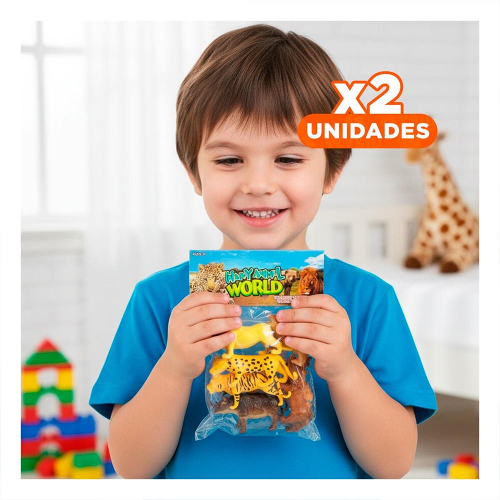 Pack2 Figuras Animales de Selva para Juguete Infantil en Bolsa para Juego en Casa
