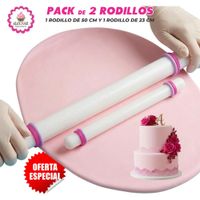 Pack de 2 Rodillos de 50 cm y 23 cm de largo con 4 anillos para Repostería