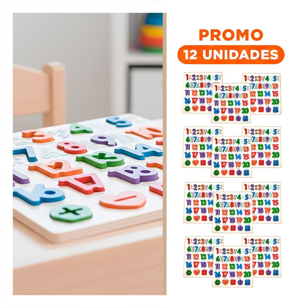 Pack12 Coleccion Didactica de Madera con Piezas Encasjables para Aprender Formas