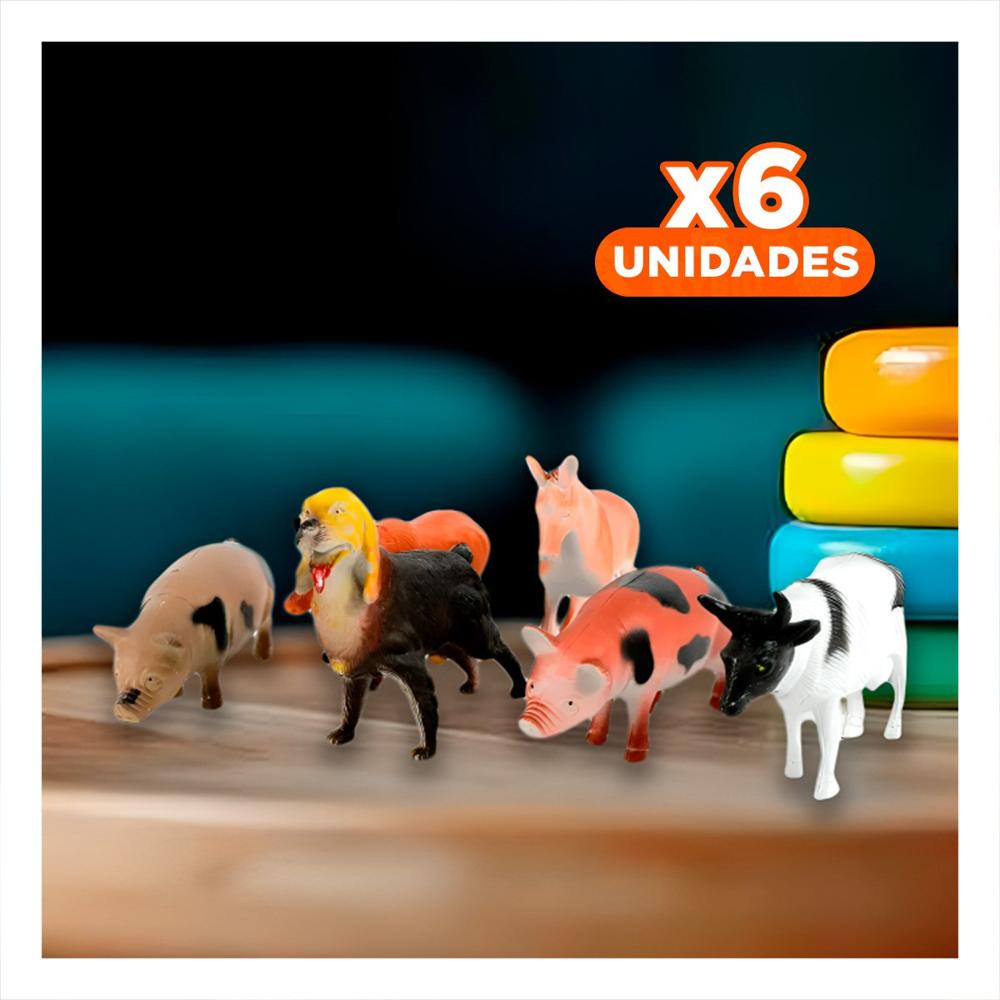 Pack6 Set Clasico de Animales de Granja Domestico en Bolsa para Diversion