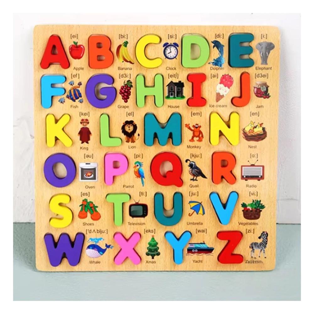 Juego Didactico de Abecedario en Madera con Letras Mayusculas Enca jables Educativo