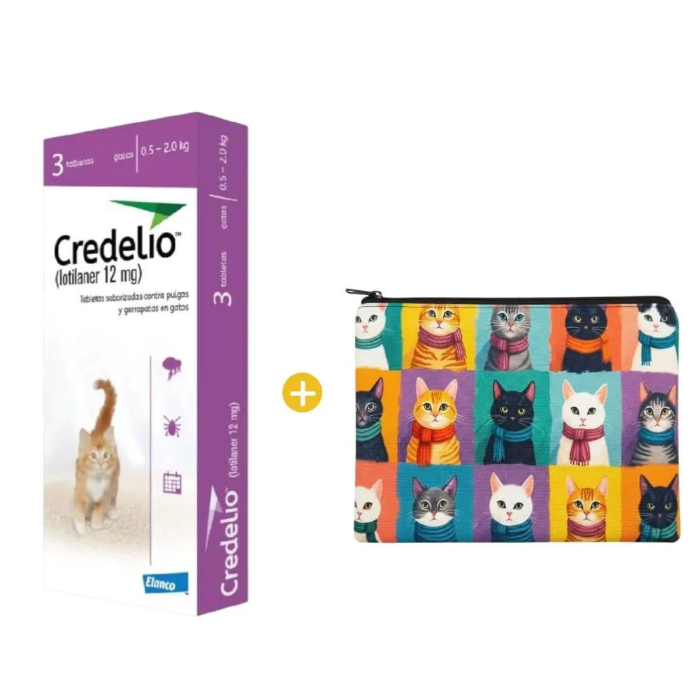 Credelio Gato 12 Mg 0.5-2Kg x 3 Tabletas - Antipulgas para Gatos y GRATIS Cartuchera Gatos