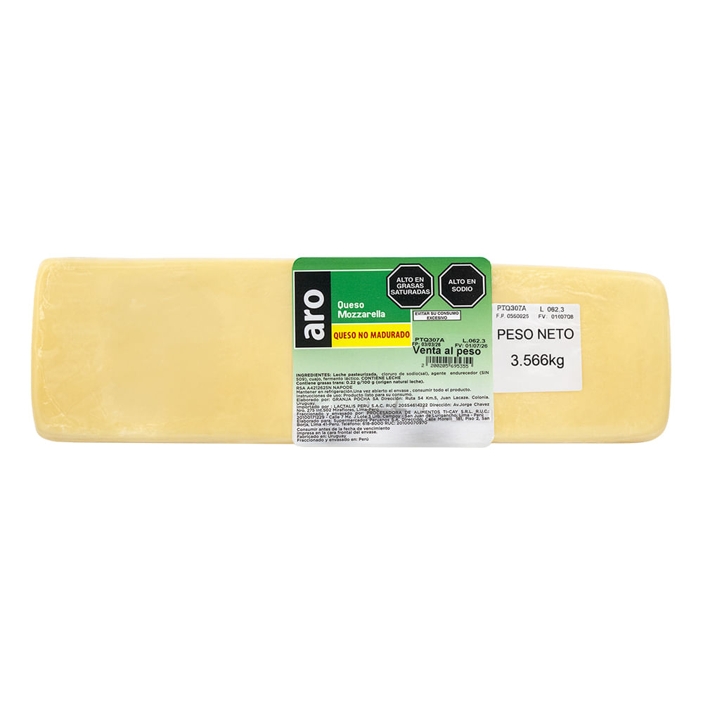 Queso Mozzarella en Molde ARO x Kg