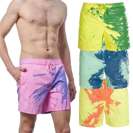 Bañador para Hombre que Cambia de Color Shorts de Baño Secado Rápido Talla unica Multicolor