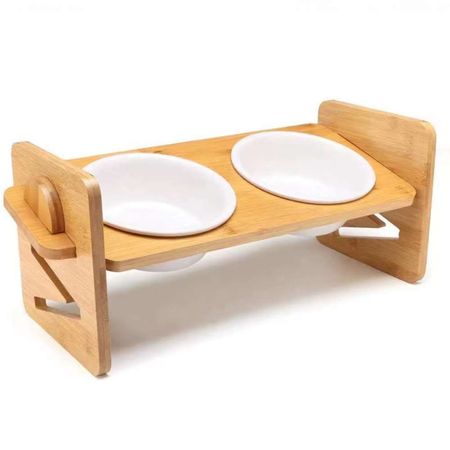 Comedero Elevado Doble de Cerámica