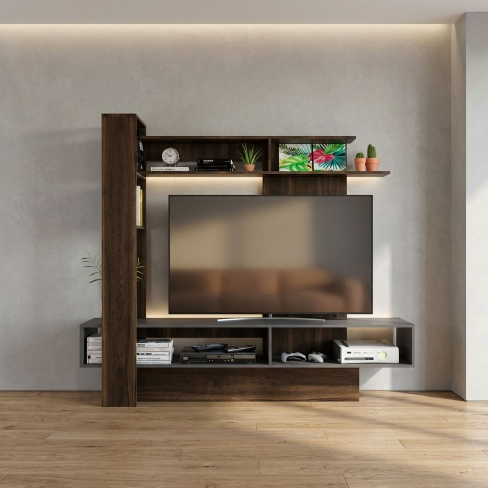 Mesa de TV 70'' Heidi Marrón y Plomo | Masiva Home