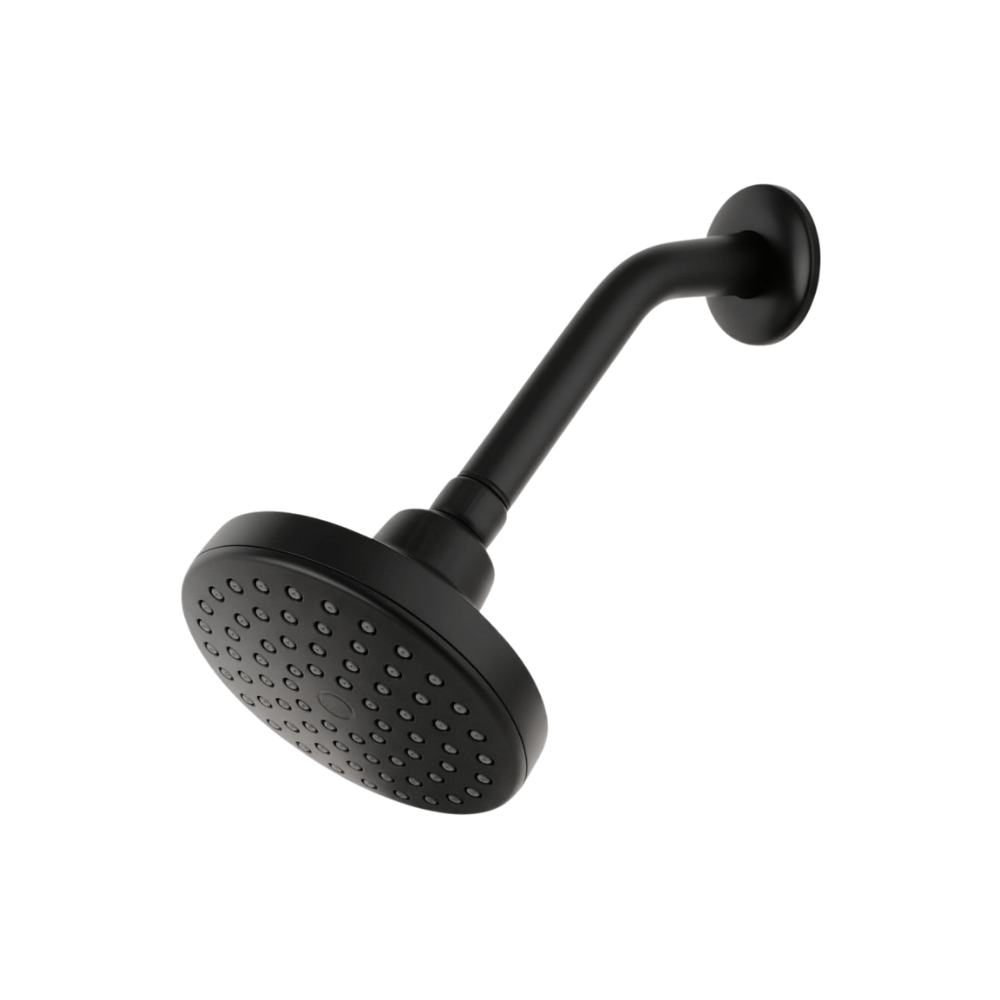 Regadera ducha negro mate con brazo 18 cm
