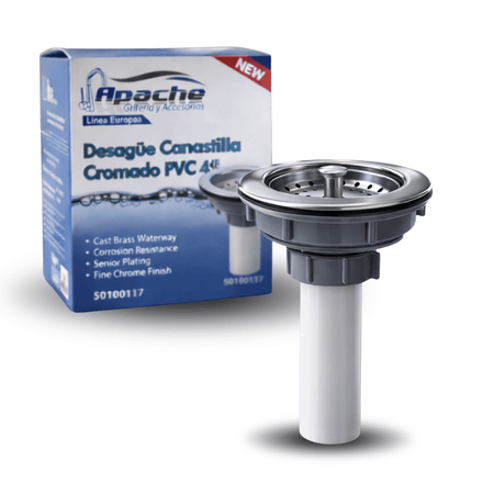 Desague canastilla cromado PVC 4 para lavadero APACHE
