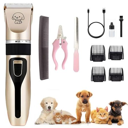 Kit Maquina Corta Pelo Perro Mascota Inalámbrica y Corta Uñas Lima y Accesorios