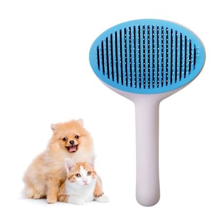 Peine Cepillo Quita Pelusa con Removedor y Expulsador de Pelo Celeste