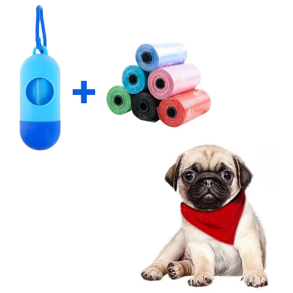 Cápsula Porta Bolsas para Desechos de Mascotas con 6 Bolsas para Excremento Perro Celeste