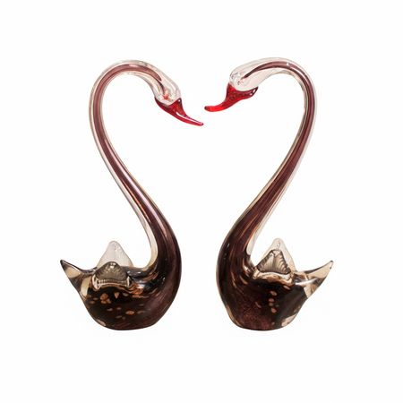 PAREJA DE CISNES AURA AZUL VIDRIO MURANO I