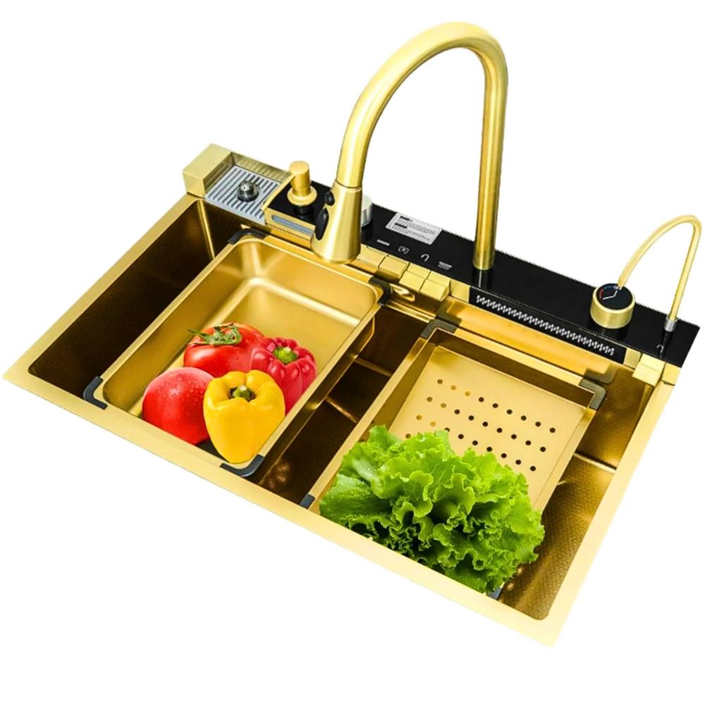 Lavadero Multifuncional de Lujo Dorado 5 Teclas Renoa con Accesorios