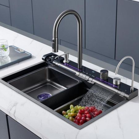 Lavadero Multifuncional de Lujo Nano Negro 7 Teclas con Accesorios Premium