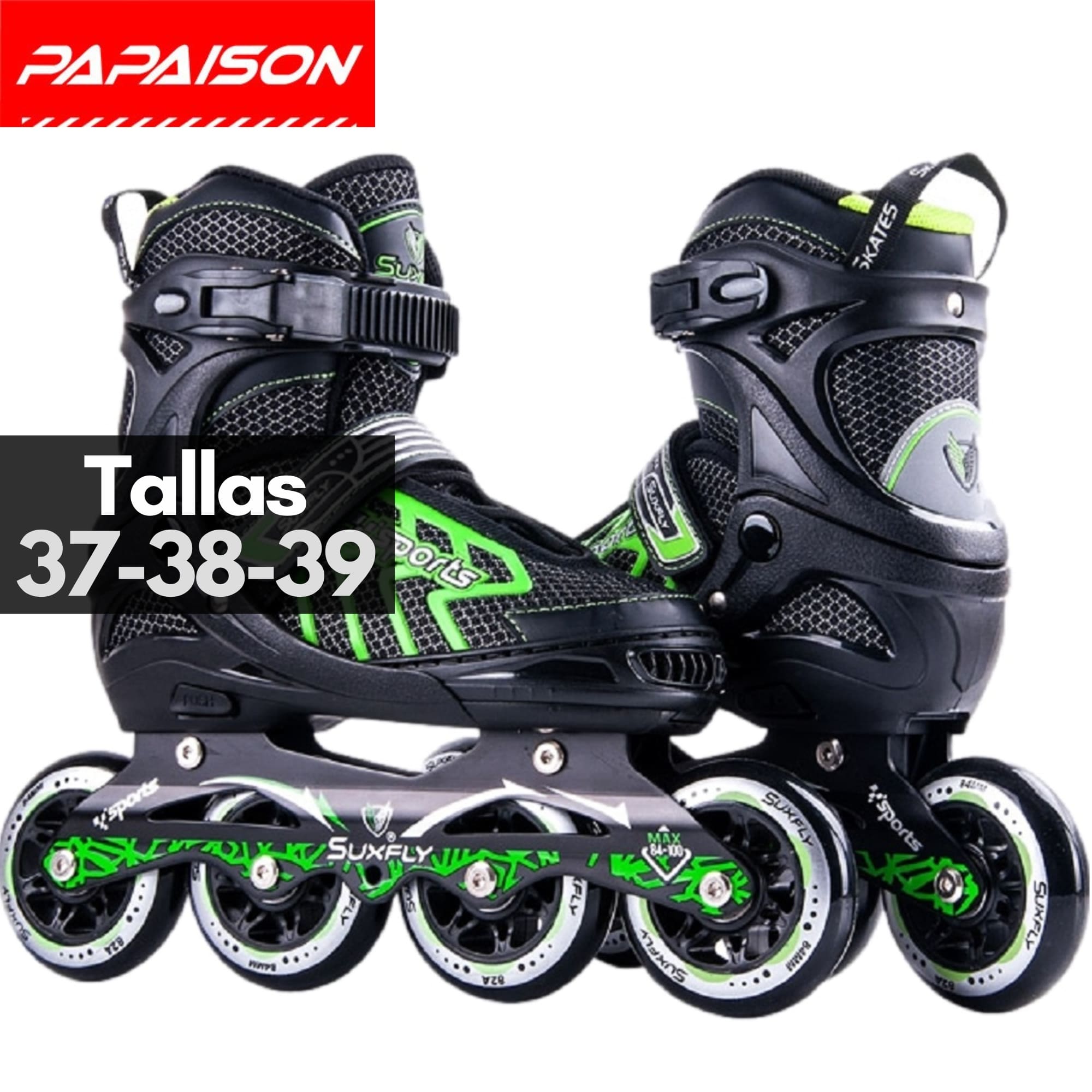 Patines Fitness Ajustables Tallas 37-38-39 ABEC-7 82A Alto Rendimiento - Verde