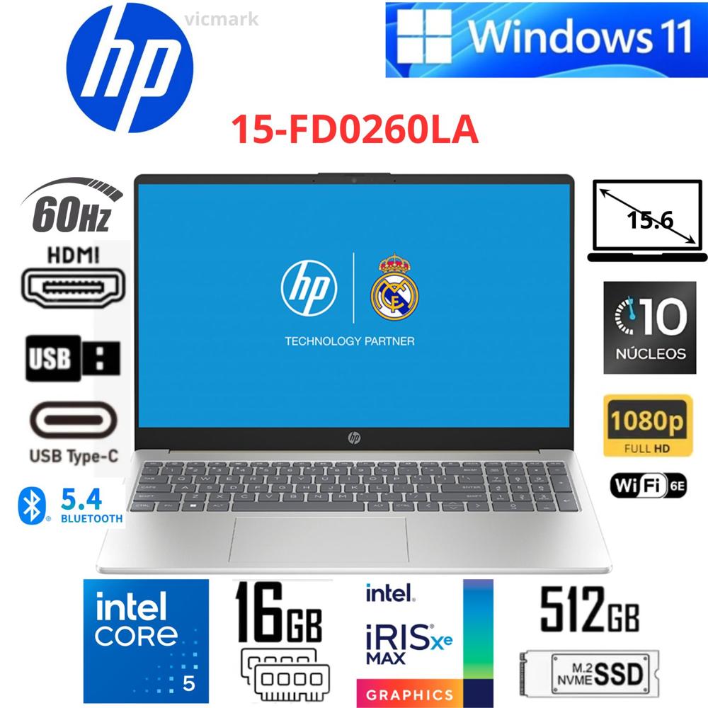 Laptop HP 15-FD0260LA 15.6 FHD Intel Core 5 120U 16GB RAM 512GB SSD Dorado Cálido