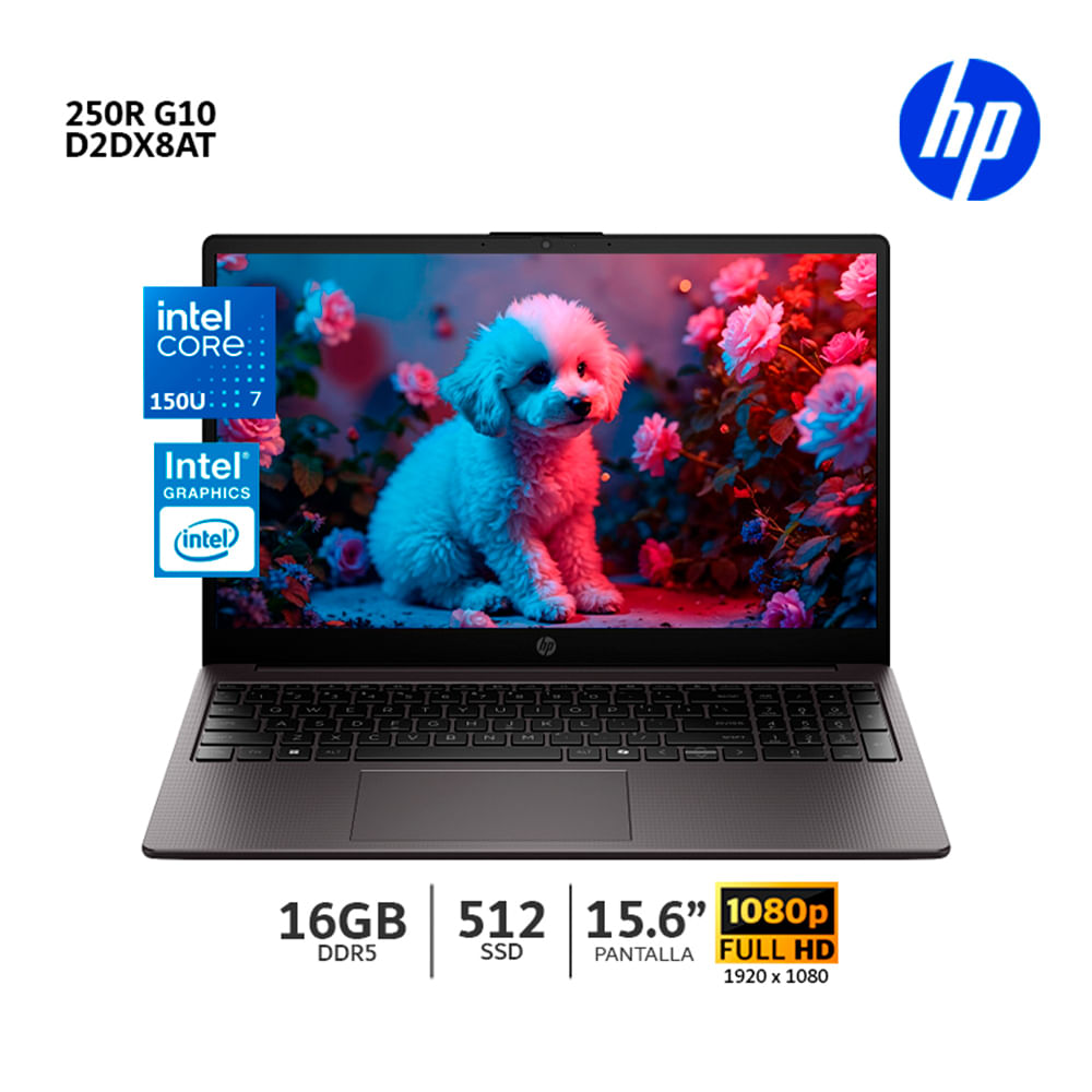 Laptop HP 250R Intel Core 7-150U Ran 16Gb DDR5 Ssd 512GB  Pantalla 15.6 HD Led - D2DX8A