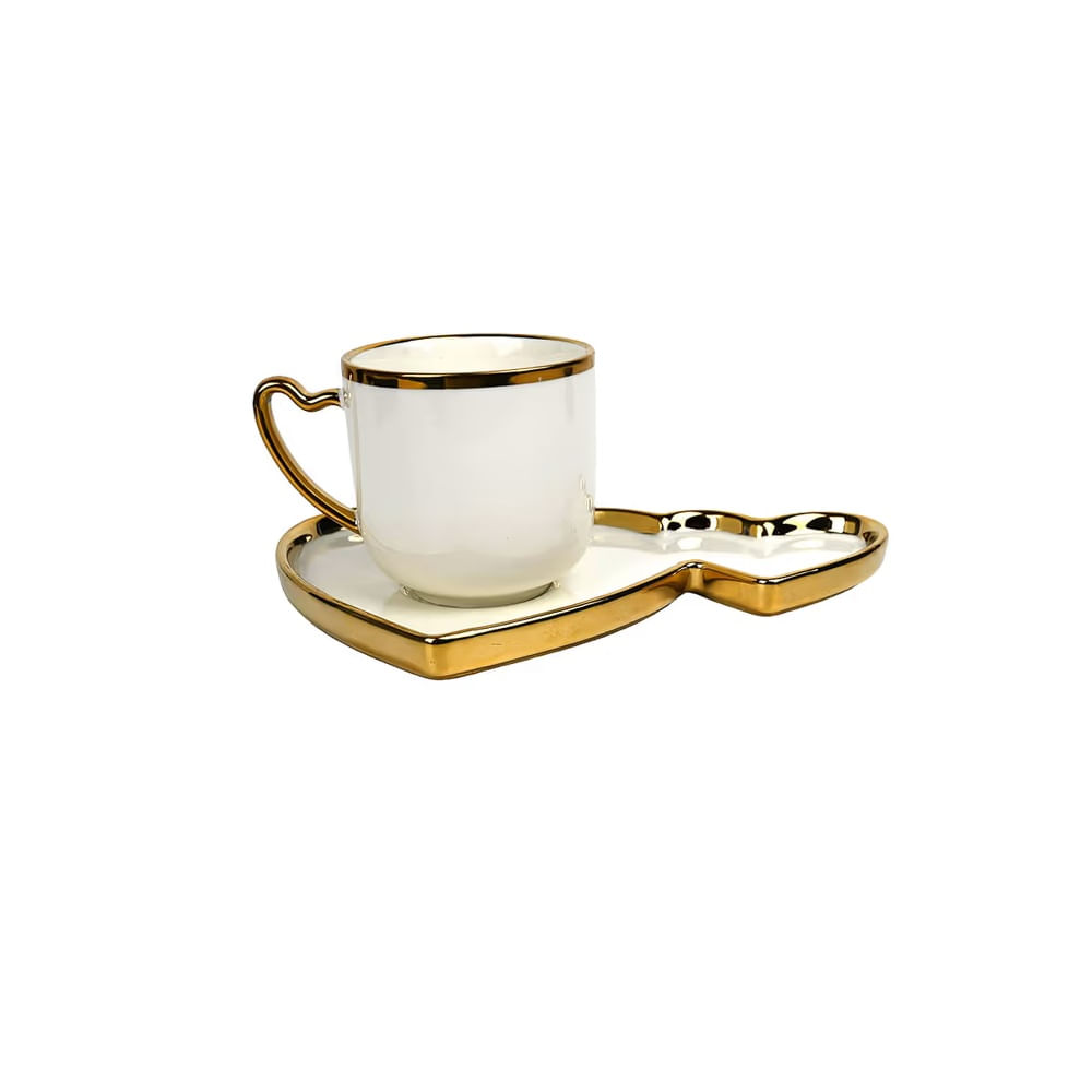 FELIZ DIA MAMA - Taza de porcelana con platillo corazón blanco