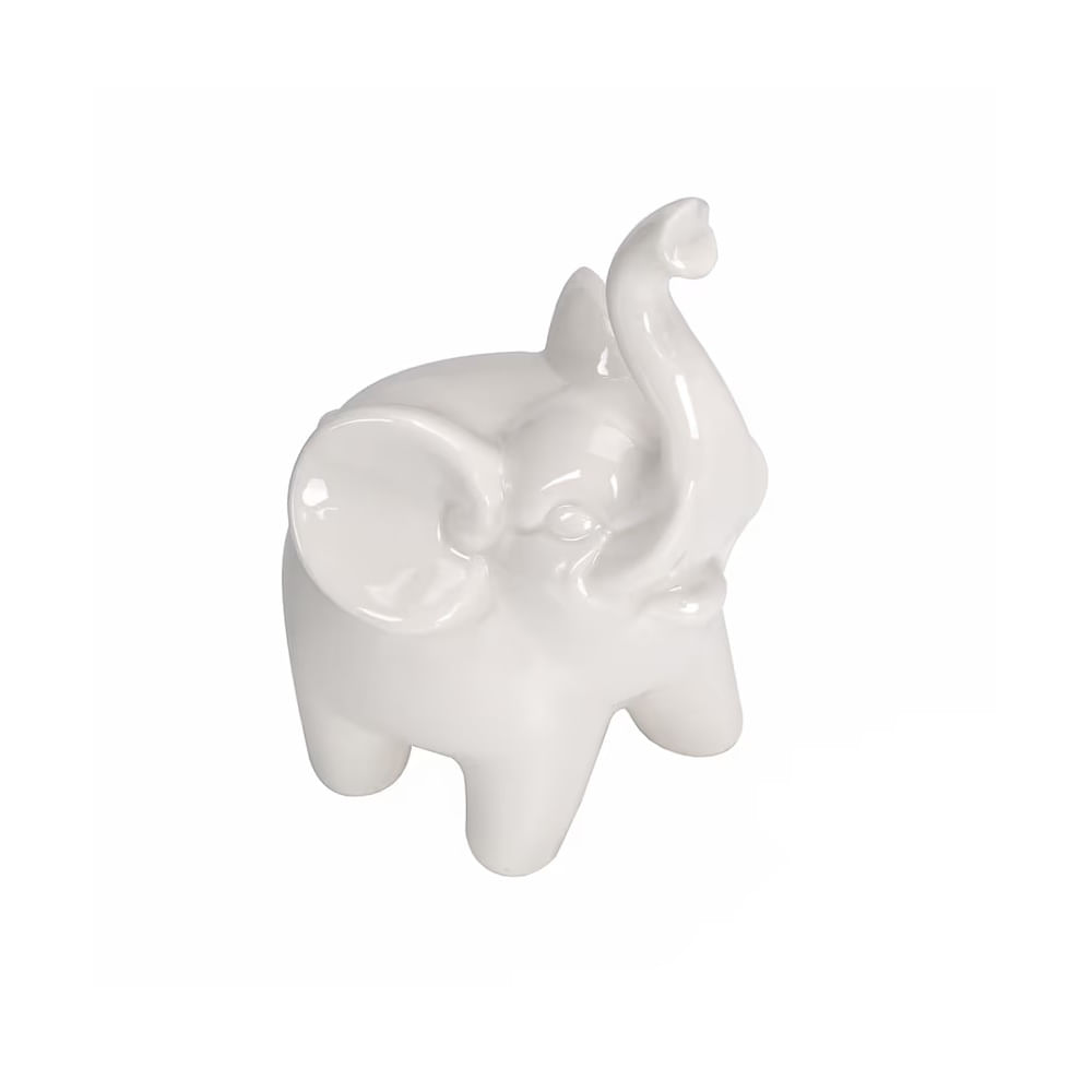 FELIZ DIA MAMA - Adorno de porcelana color blanco elefante