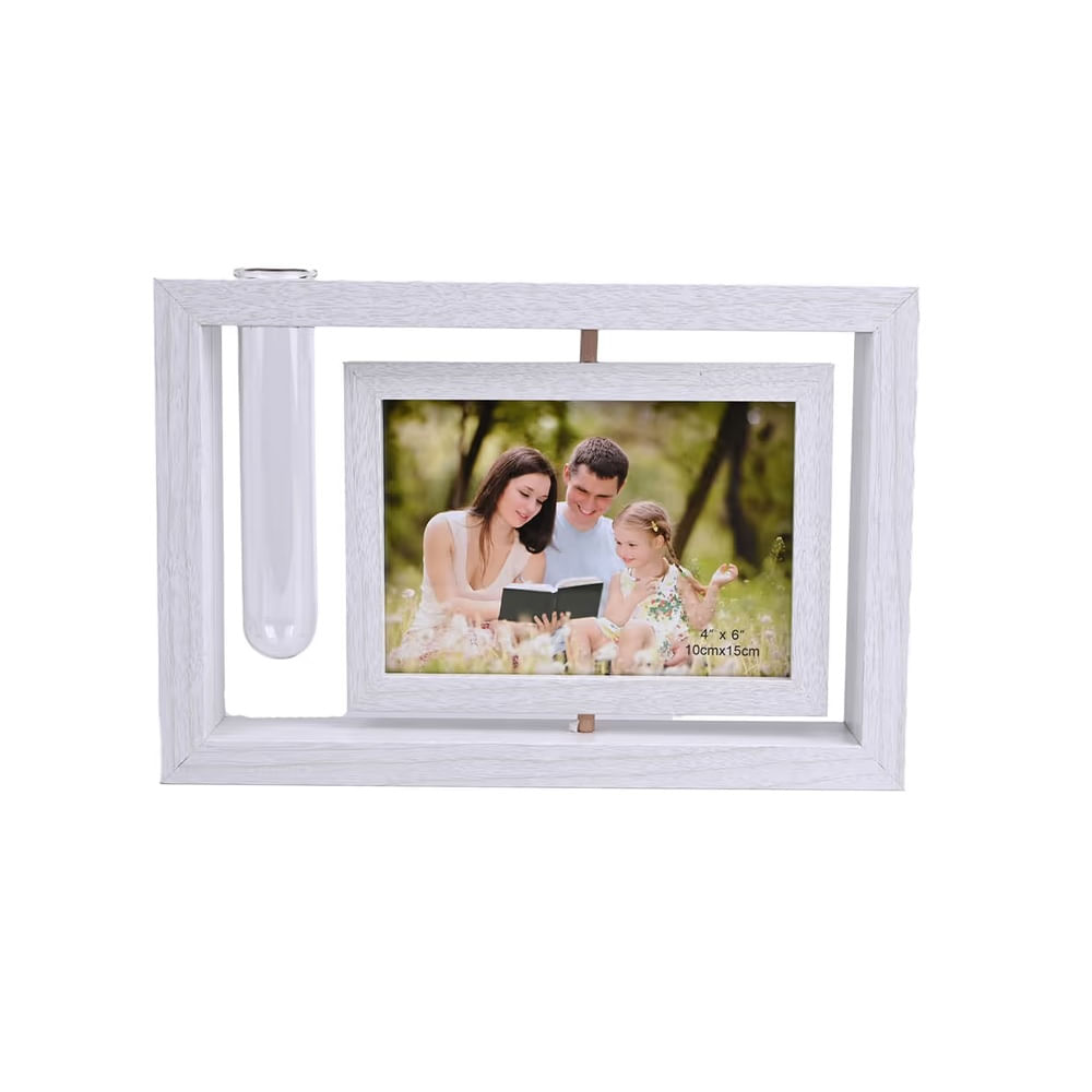 FELIZ DIA MAMA - Portaretrato giratorio con base para flores y marco de madera 16x24cm