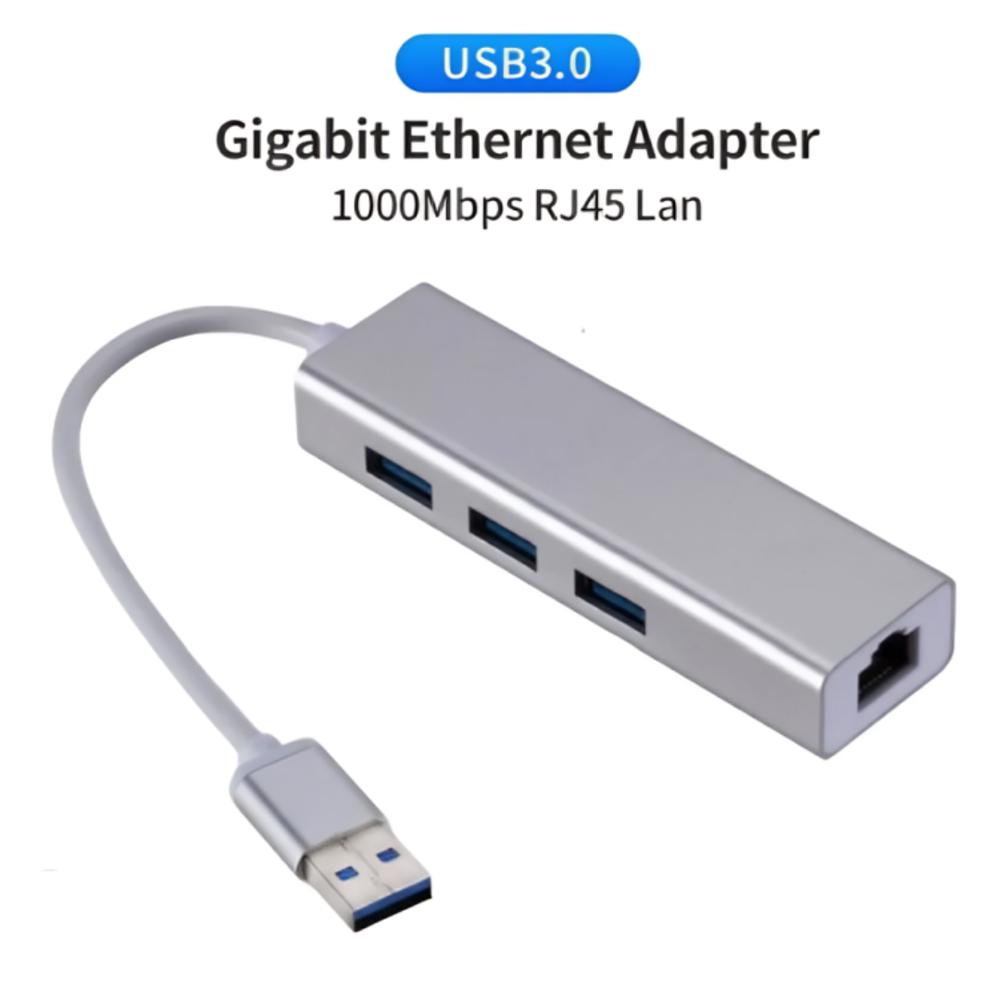 Adaptador HUB USB 3.0 RJ45 100MBPS 3 PUERTOS USB-A