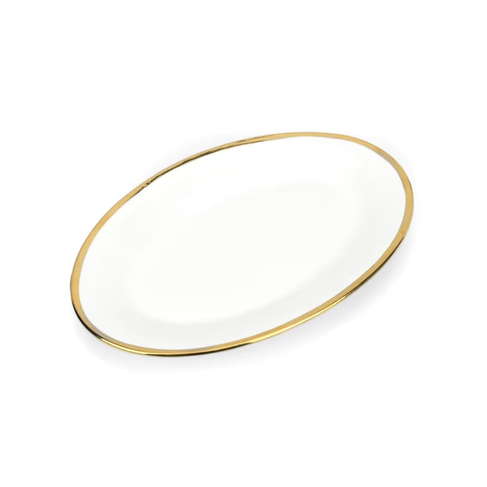 FELIZ DIA MAMA - Plato de porcelana con borde dorado 25x16.5x2.3cm