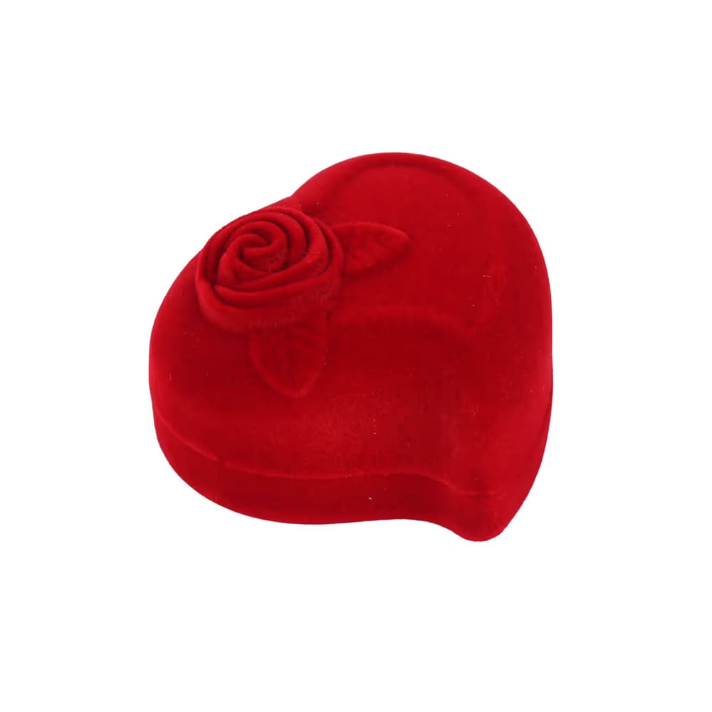 FELIZ DIA MAMA - Estuche de Joyeria Forma de Corazon con Rosa Roja