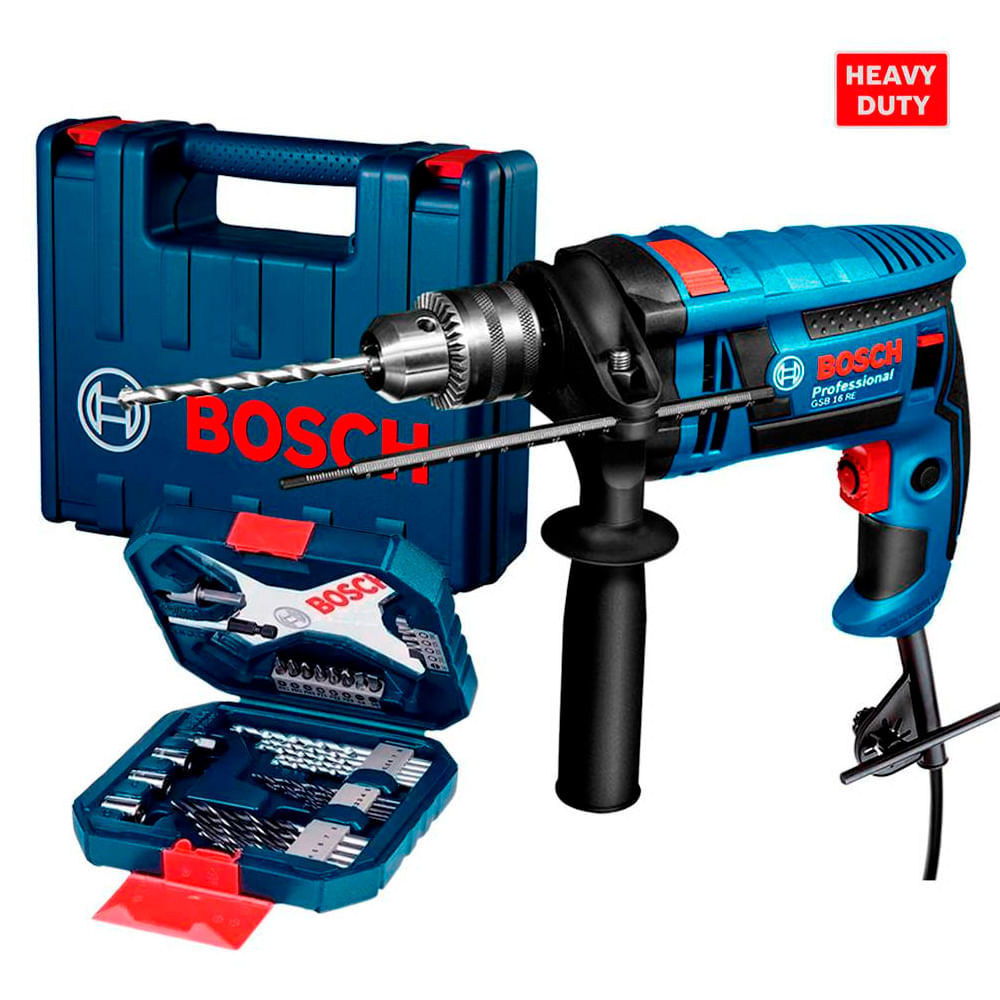 Taladro Percutor Bosch GSB 16 RE MP y Set 41 Pz