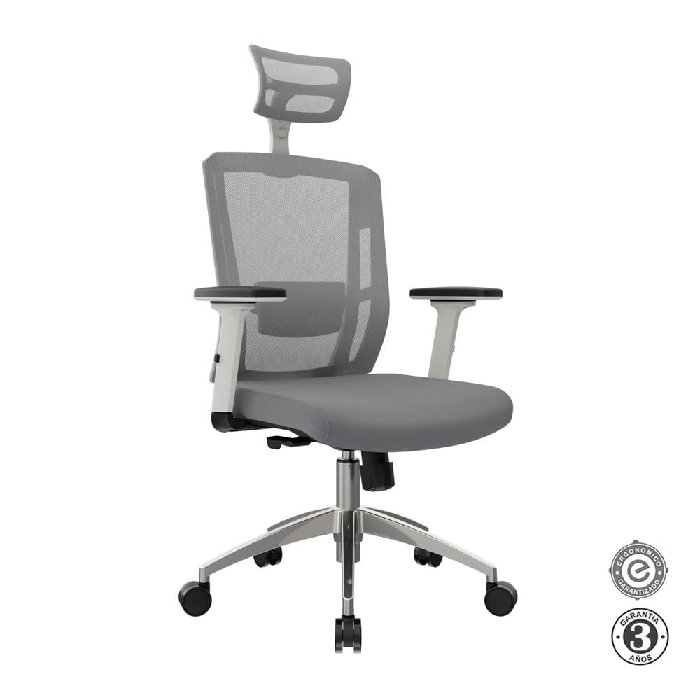 Silla Ergonómica Delphi II Presidente Syncro Brazos 3D Aluminio Gris Althea Confort