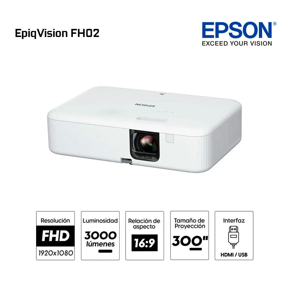 Proyector Portátil EpiqVision FH02 con Android TV FHD 1080p de hasta 300 3LCD - V11HA85020