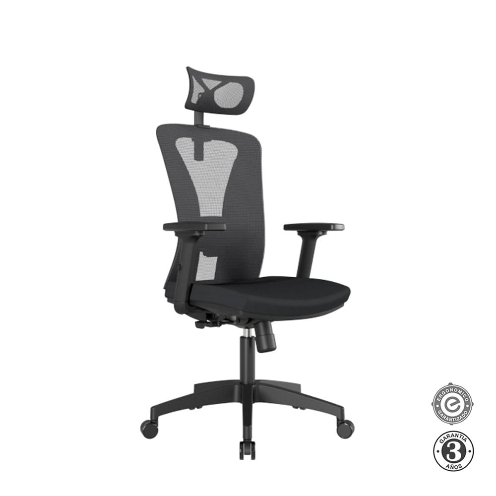 Silla Ergonómica Versalles Presidente Brazos 3D Nylon Negro Althea Confort