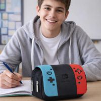 CARTUCHERA CONSOLA GAMER ESCOLAR NECESER CELULAR DOBLE CIERRE GRAN CAPACIDAD VERANO NAVIDAD GENIEKA