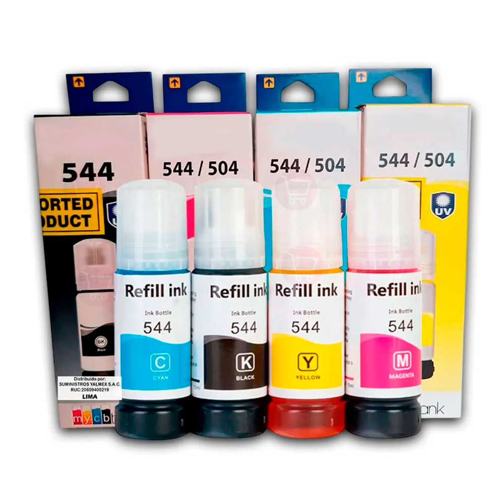 Kit de Tinta Epson T544 T504 Negro y colores 75ml L4260 Compatible
