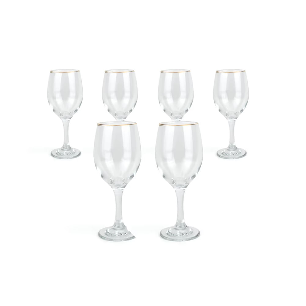 FELIZ DIA MAMA - Copas de vidrio con borde dorado Set de 06pzs