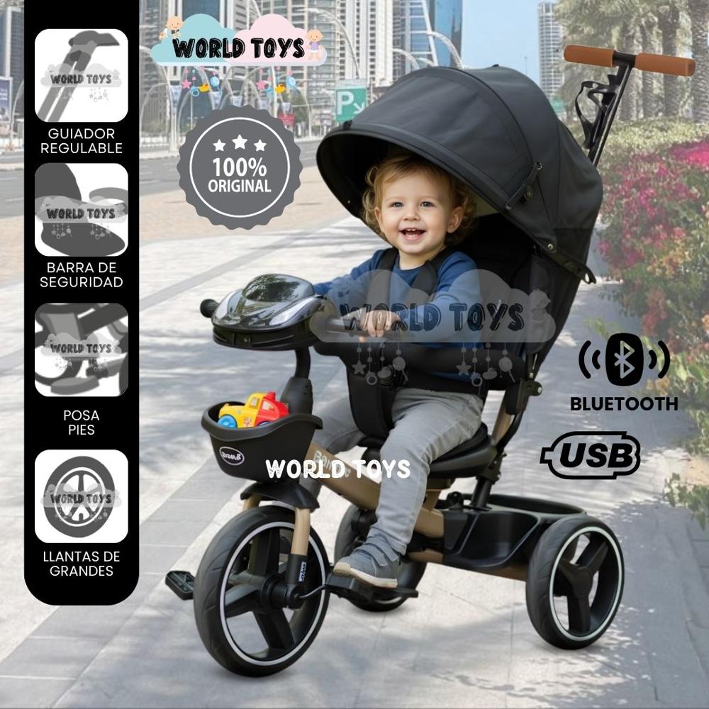 Triciclo Guiador para Niños LIGEND SUPRA con Bluetooth Black